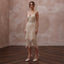 1920s Champagne Beaded Fringe Dress for Gatsby Rehearsal - Apparel & Accessories > Clothing > Wedding & Bridal Party Dresses > Wedding Dresses - Mignonette Bridal