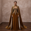 Antique Gold Embroidered Velvet Cape & Dress for Winter Vow Renewal