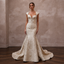 Baroque-Inspired Champagne Brocade Fit-and-Flare Bridal Gown for Rehearsal