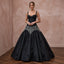 Black Taffeta Dropped Waist Corset Bodice Ball Gown