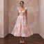 Blush Pink Floral Print Organza Midi Dress for Spring Garden Party - Apparel & Accessories > Clothing > Wedding & Bridal Party Dresses > Wedding Dresses - Mignonette Bridal