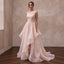 Blush Pink Organza Asymmetrical One-Shoulder Flowing Bridal Gown