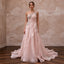 Blush Pink Organza Asymmetrical One-Shoulder Flowing Bridal Gown