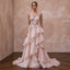 Blush Pink Shimmer Organza Asymmetrical One-Shoulder Bridal Gown