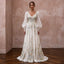 Bohemian Floral Wedding Dress with Puff Sleeves for a Garden Ceremony