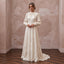 Bohemian Ivory Embroidered Cotton Long Sleeve Wedding Dress for Forest Elopement