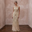 Champagne Beaded Art Deco Drop Waist Gown for 1920s Themed Gala - Apparel & Accessories > Clothing > Wedding & Bridal Party Dresses > Wedding Dresses - Mignonette Bridal
