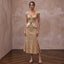 Champagne Floral Burnout Velvet Midi Dress for Autumn Wedding Guest