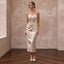 Champagne Matte Satin Midi Dress with Ruched Bodice Detail