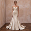 Champagne Matte Satin Ruched Bodice Strapless Fit-and-Flare Wedding Dress