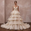 Champagne Organza Tiered Ruffle Skirt Ball Gown for Grand Ballroom Vows - Apparel & Accessories > Clothing > Wedding & Bridal Party Dresses > Wedding Dresses - Mignonette Bridal