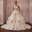Champagne Silk Organza Sweetheart Strapless Ball Gown for Castle Wedding
