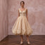 Champagne Silk Organza Voluminous Bubble Hem Reception Dress