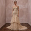 Champagne Tulle Illusion Sleeve Beaded Formal Dress - Apparel & Accessories > Clothing > Wedding & Bridal Party Dresses > Wedding Dresses - Mignonette Bridal