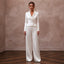 Chic Ivory Satin Wrap Top & Wide - Leg Pant for Engagement - Apparel & Accessories > Clothing > Wedding & Bridal Party Dresses > Wedding Dresses - Mignonette Bridal