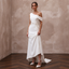 Chiseled Ivory Double Crepe Asymmetric Dress for Gallery Reception