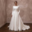 Classic Satin Wedding Dress with Long Sleeves and A-Line Silhouette