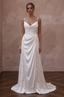 Cowl Neck Wedding Dresses with Flowing Silk Fabric