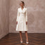 Cream Heavy Satin Double-Breasted Bridal Coat Dress for City Hall