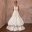Cream Satin Face Organza Bubble Skirt Strapless Wedding Gown