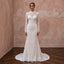 Custom Size Modest Lace Wedding Dress with Long Sleeves