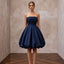 Dark Navy Taffeta Voluminous Bubble Skirt Strapless Cocktail Dress
