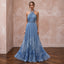 Dusty Blue Chiffon Halter Neck Pleated Evening Prom Dress - Apparel & Accessories > Clothing > Wedding & Bridal Party Dresses > Wedding Dresses - Mignonette Bridal