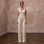 Elegant Champagne Silk Jumpsuit for Civil Wedding Ceremony