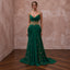 Emerald Green Silk Georgette Draped Cowl Neck Gown