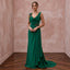 Emerald Green Silk Georgette Draped Cowl Neck Prom Gown