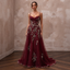 Enchanting Burgundy Embroidered Tulle Dress for Holiday Rehearsal