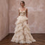 Enchanting Champagne Tiered Ruffle Tulle Bridal Gown for Bridal Shower Tea
