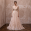 Ethereal Blush Tulle Long Sleeve A-Line for Garden Elopement