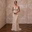 Ethereal Nude Tulle Sheath Wedding Dress with Floral Embroidery for Engagement