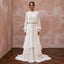 Ethereal Off-White Crinkle Chiffon Long Sleeve Wedding Dress for Beach Elopement