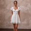 Flirty White Sequined Lace Mini Dress for Reception Exit - Apparel & Accessories > Clothing > Wedding & Bridal Party Dresses > Wedding Dresses - Mignonette Bridal