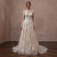 Floral Applique Bridal Dress with Long Sleeves for a Botanical Wedding