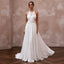 Flowing Pearl White Georgette A - Line Wedding Dress for Destination Reception - Apparel & Accessories > Clothing > Wedding & Bridal Party Dresses > Wedding Dresses - Mignonette Bridal