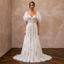 Flutter Sleeve Wedding Dress with Floral Embroidery - Apparel & Accessories > Clothing > Wedding & Bridal Party Dresses > Wedding Dresses - Mignonette Bridal