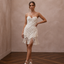 Fun Off-White Fringe Macrame Mini for Tropical After-Party