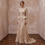 Glittering Champagne Sequin Long Sleeve Wedding Dress for New Year's Eve Renewal
