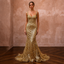 Glittering Gold Sequin Mermaid Bridal Gown for Reception Dress Change