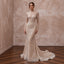Glittering Nude Sequin Long Sleeve Mermaid Bridal Dress for NYE After-Party