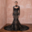 Gothic-Inspired Black Lace Long Sleeve Bridal Gown for Themed Elopement
