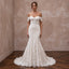 Ivory Alençon Lace Off-the-Shoulder Fit-and-Flare Gown