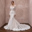 Ivory Chantilly Lace Long Sleeve Mermaid Gown for Winter Ceremony