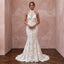 Ivory Guipure Lace High Neck Halter Mermaid Dress for Tropical Vows