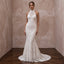 Ivory Guipure Lace High Neck Halter Mermaid Gown for Tropical Elopement