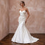 Ivory Matte Satin Ruched Bodice Strapless Fit-and-Flare Wedding Dress