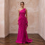 Magenta Pink Architectural Crepe One - Shoulder Evening Gown - Apparel & Accessories > Clothing > Wedding & Bridal Party Dresses > Wedding Dresses - Mignonette Bridal